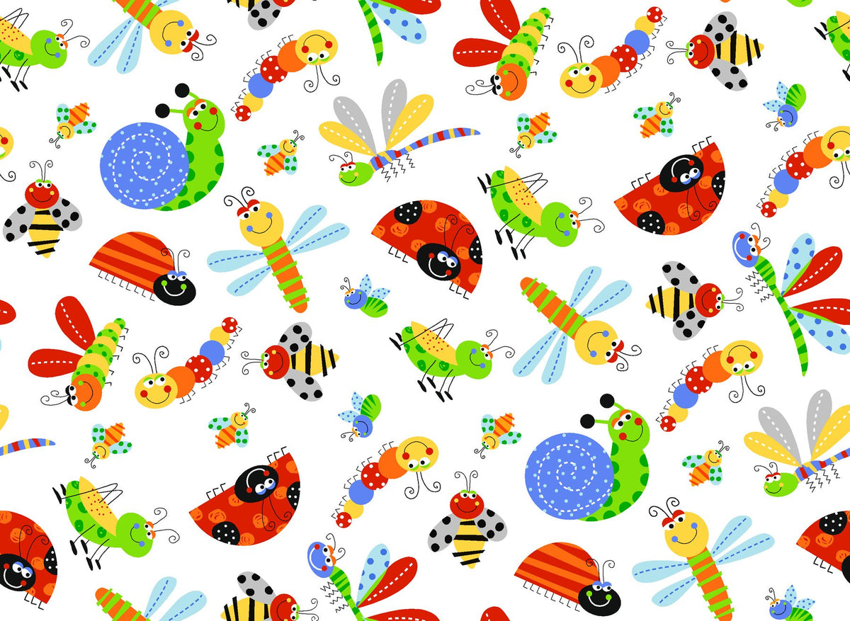 Bright Bug flannel fabric print for soft dog cone