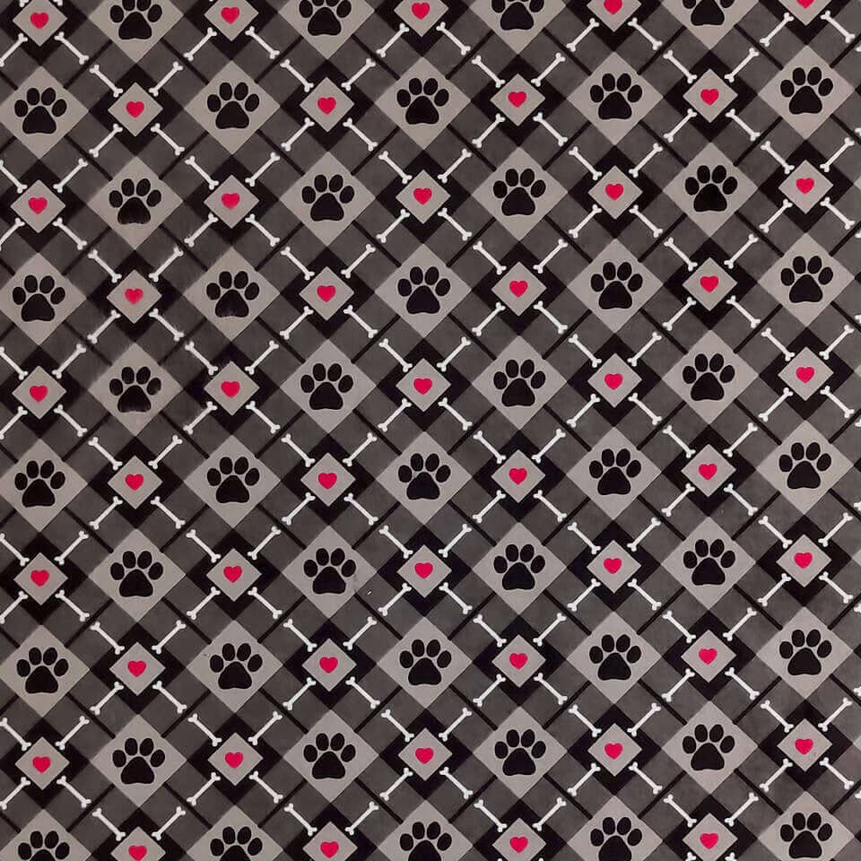 Argyle pattern with bones, hearts and paws for soft dog cone