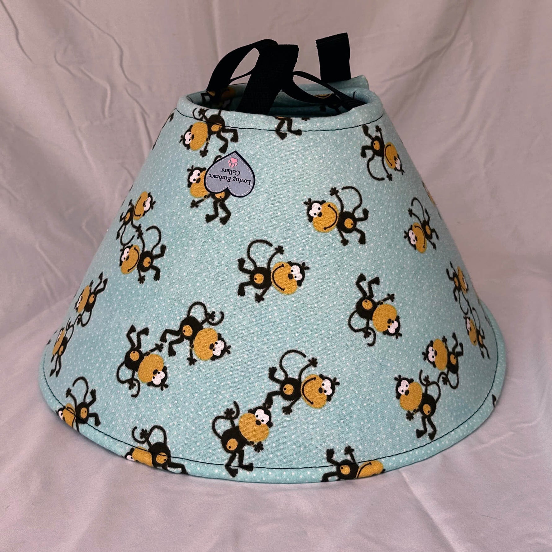 Soft Dog cone in  monkey fabric flannel print