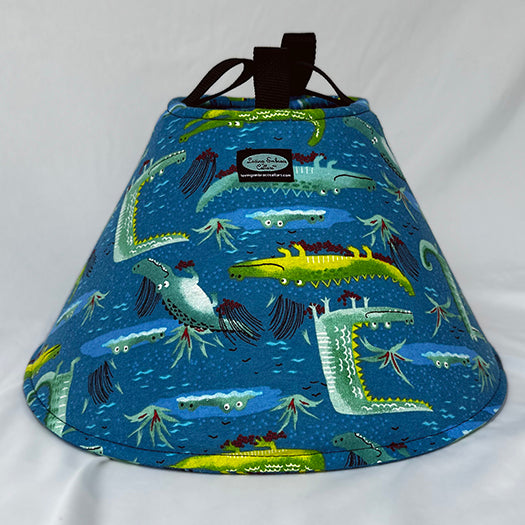 Soft Dog cone in alligator fabric flannel print