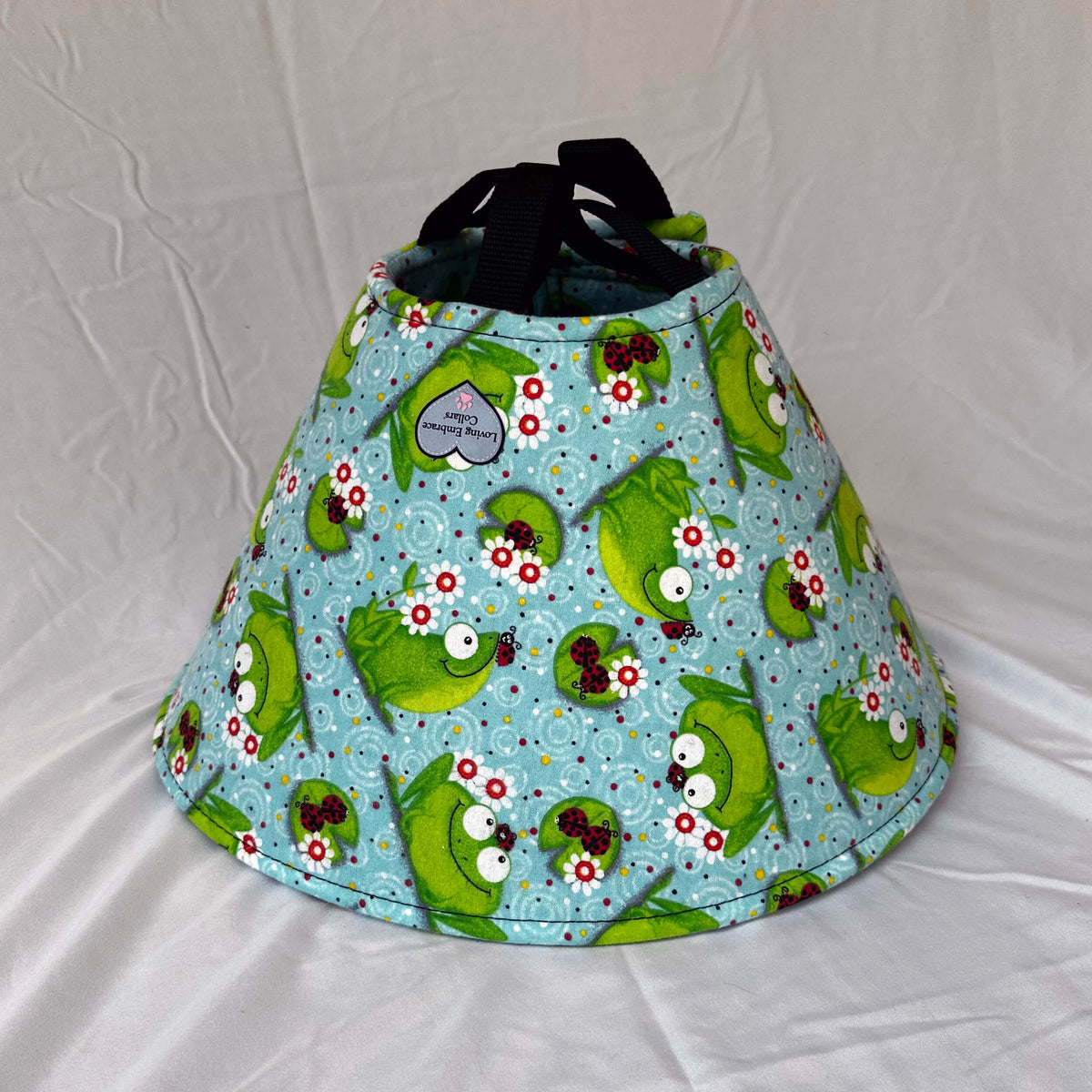 Soft Dog cone in  frog fabric flannel print