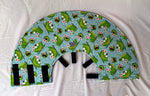 Soft Dog cone in frog print flannel fabric with adjustable Velcro closure