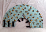 Soft Dog cone in monkey print flannel fabric with adjustable Velcro closure.