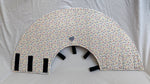Soft Dog cone in a lead print flannel fabric with adjustable Velcro closure.