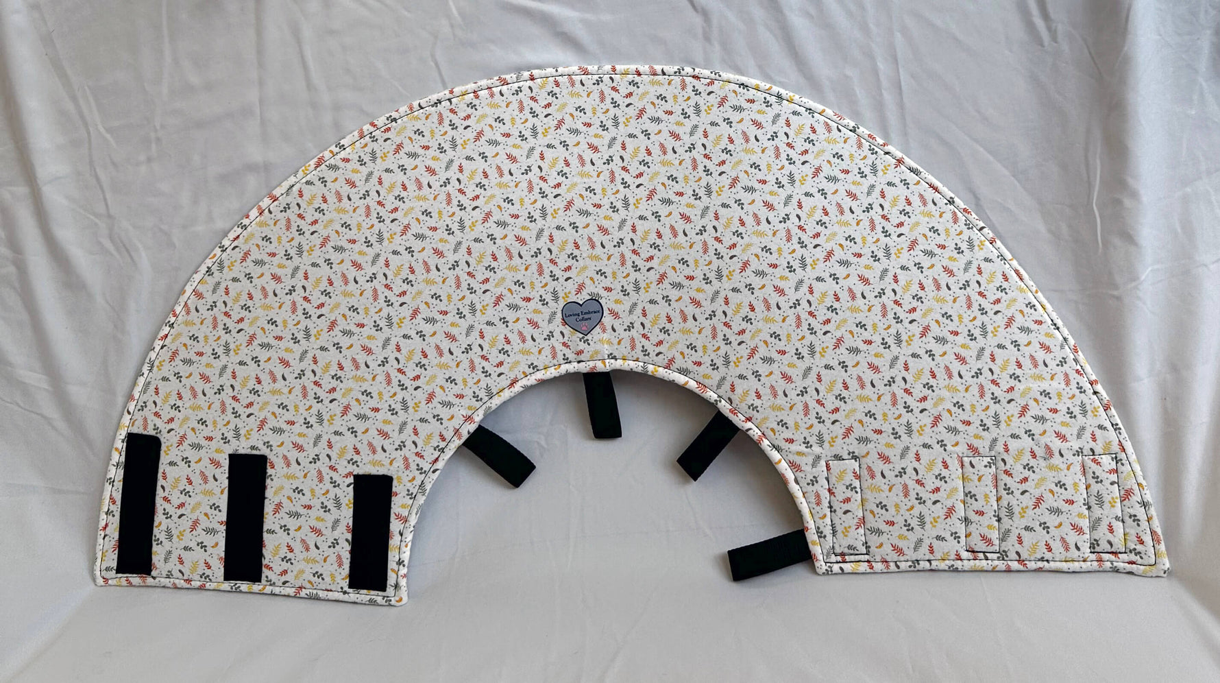 Soft Dog cone in a lead print flannel fabric with adjustable Velcro closure.
