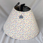 Soft Dog cone in leaf print flannel fabric.
